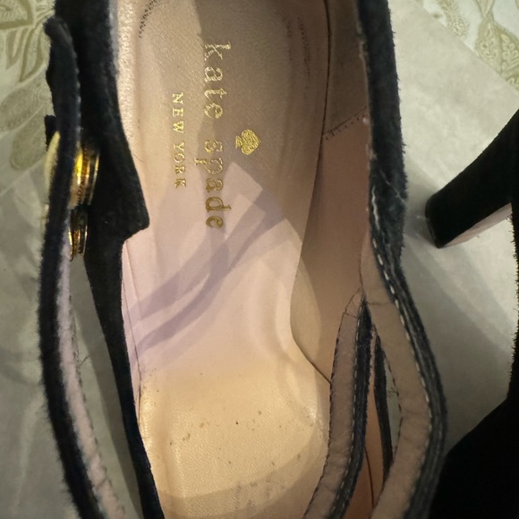 Kate Spade Nara Double Strap Mary Jane Black Suede Heels Size 6 - Picture 11 of 12